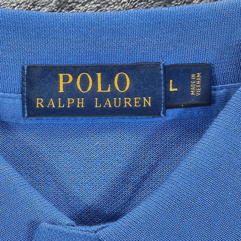 Polo Ralph Lauren Polo Shirt Mens Large Cyan Blue Mesh Cotton‎ Classic Fit Pony